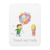 Schattige jongen deelt zijn liefde voor meisje met magneet (Verticaal)