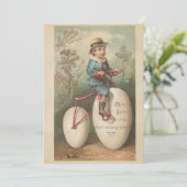  schattige jongen eierfiets die de zegen feestdagenkaart (Staand voorkant)