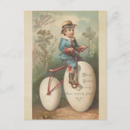  schattige jongen eierfiets die de zegen feestdagenkaart