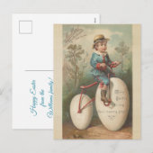  schattige jongen eierfiets die de zegen feestdagenkaart (Voorkant / Achterkant)