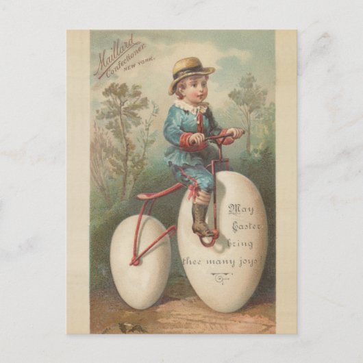  schattige jongen eierfiets die de zegen feestdagenkaart (Voorkant)