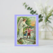  schattige jongen en meisje met beschermengel briefkaart (Staand voorkant)