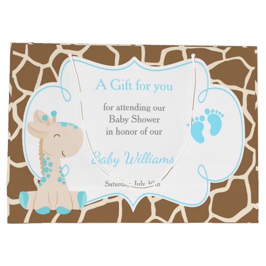 Schattige Jongen Giraffes Baby shower Dank u Groot Cadeauzakje (Achterkant)