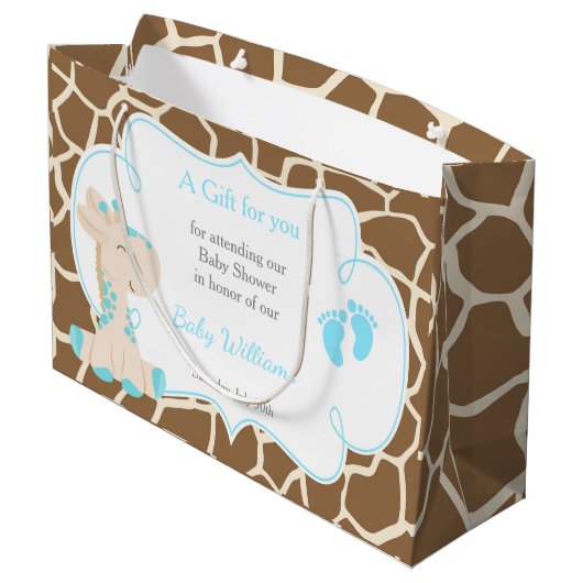 Schattige Jongen Giraffes Baby shower Dank u Groot Cadeauzakje (Achterkant Gekanteld)