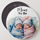 Schattige jongen / meisje tweeling baby's moeder o ronde button 6,0 cm (Voorkant /achterkant)