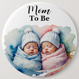 Schattige jongen / meisje tweeling baby's moeder o ronde button 6,0 cm