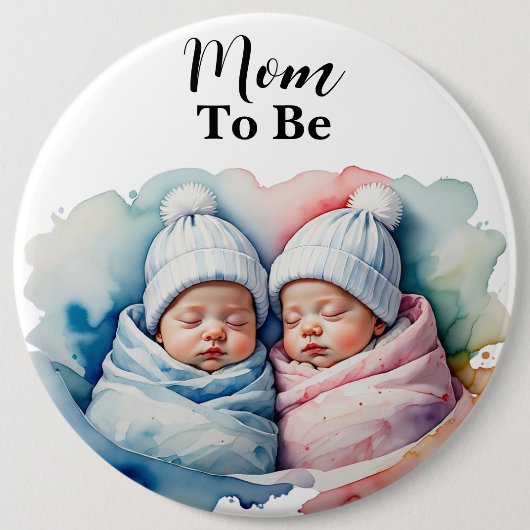 Schattige jongen / meisje tweeling baby's moeder o ronde button 6,0 cm (Voorkant)