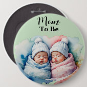 Schattige jongen / meisje tweeling baby's moeder o ronde button 6,0 cm (Voorkant /achterkant)