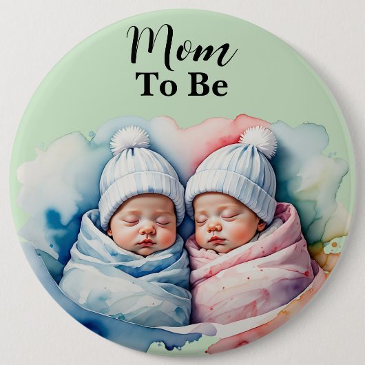 Schattige jongen / meisje tweeling baby's moeder o ronde button 6,0 cm (Voorkant)
