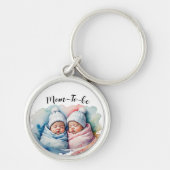 Schattige jongen / meisje tweeling baby's moeder o sleutelhanger (Voorkant)