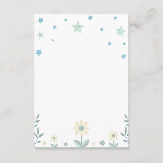 Schattige Jongen met Sterren & Bloemen Boeken voor Informatiekaartje (Achterkant)