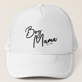 Schattige Jongen Moeder Moderne Typografie Eenvoud Trucker Pet