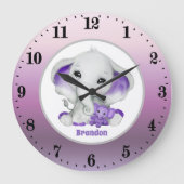 schattige jongen olifant voegt naam kindermeisje t grote klok (Voorkant)