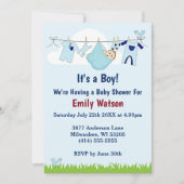 Schattige Jongen op Clothesline Boho Baby shower Kaart (Voorkant)