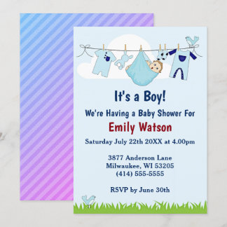 Schattige Jongen op Clothesline Boho Baby shower Kaart