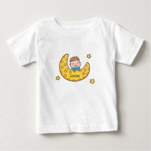 Schattige Jongen op de Maan Baby T-shirt