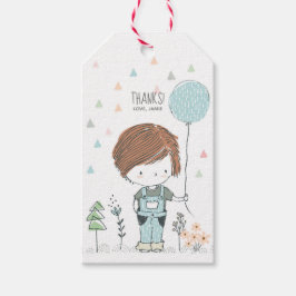 Schattige Jongen Peuter rood haar Verjaardag Dank  Cadeaulabel