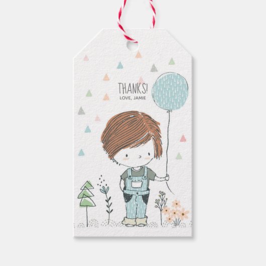 Schattige Jongen Peuter rood haar Verjaardag Dank  Cadeaulabel (Voorkant)