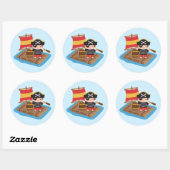Schattige Jongen Pirate Sail Avontuur Kinder Geper Ronde Sticker (Vel)