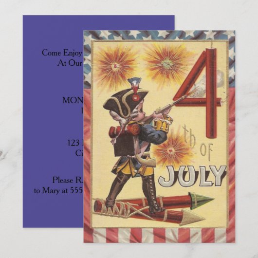 Schattige Jongen Revolutionaire Oorlog Soldaat Vuu Kaart (Voorkant / Achterkant)