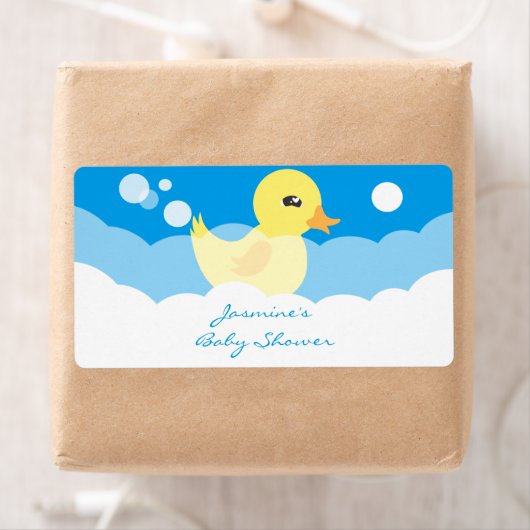 Schattige Jongen Rubber Ducky Waterflesetiketten Etiket (Insitu)