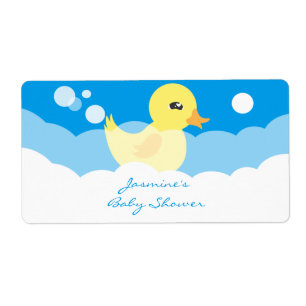 Schattige Jongen Rubber Ducky Waterflesetiketten Etiket