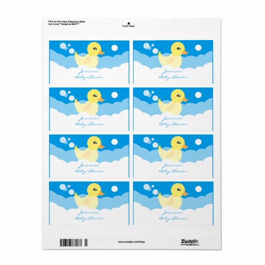 Schattige Jongen Rubber Ducky Waterflesetiketten Etiket (Full Sheet)