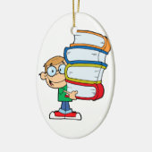 schattige jongen student met veel boeken keramisch ornament (Links)