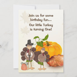 Schattige Jongen Turkije Thanksgiving 1e Verjaarda Kaart