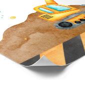 Schattige Jongen Verjaardag Bouwvoertuigen Partij Poster (Hoek)