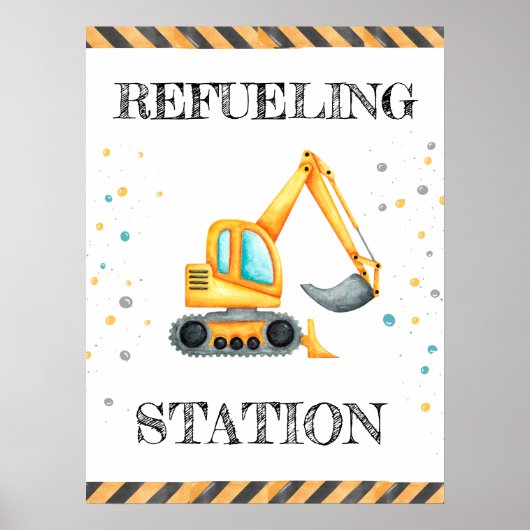 Schattige Jongen Verjaardag Bouwvoertuigen Partij Poster (Voorkant)