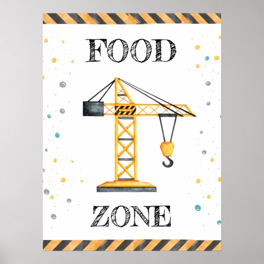 Schattige Jongen Verjaardag Bouwvoertuigen Partij Poster (Voorkant)