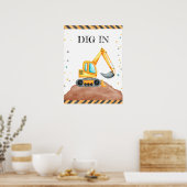 Schattige Jongen Verjaardag Bouwvoertuigen Partij Poster (Keuken)