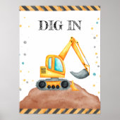 Schattige Jongen Verjaardag Bouwvoertuigen Partij Poster (Voorkant)