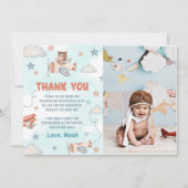 Schattige Jongen Vliegtuig Thema 1e Verjaardagsfee Bedankkaart (Voorkant)