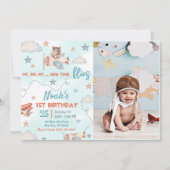 Schattige Jongen Vliegtuig Thema 1e Verjaardagsfee Kaart (Voorkant)