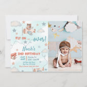 Schattige Jongen Vliegtuig Thema 2e Verjaardagsfee Kaart (Voorkant)