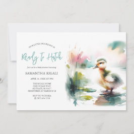 Schattige Jongen Waterverf Duck Baby shower Kaart