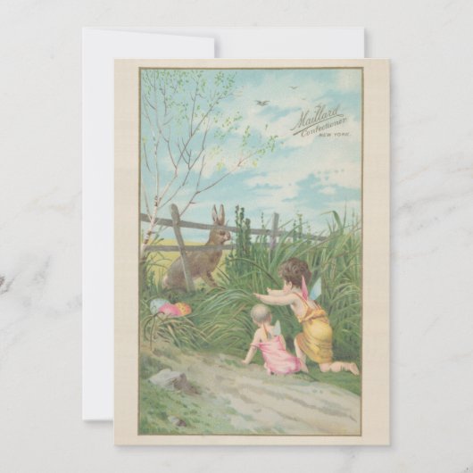  schattige jongens die konijnenei eten feestdagenkaart (Voorkant)