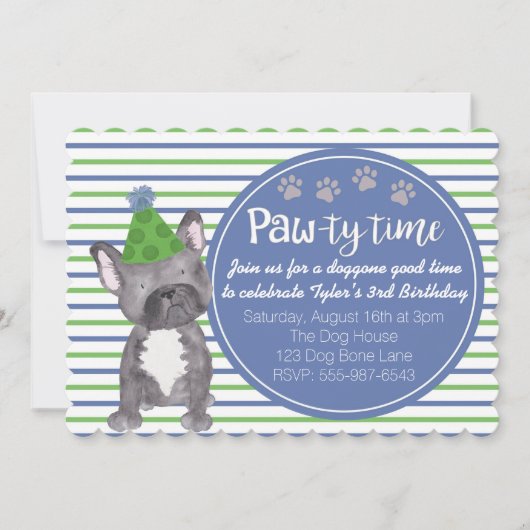Schattige Jongens Hond Puppy Verjaardag Uitnodigin Kaart (Voorkant)