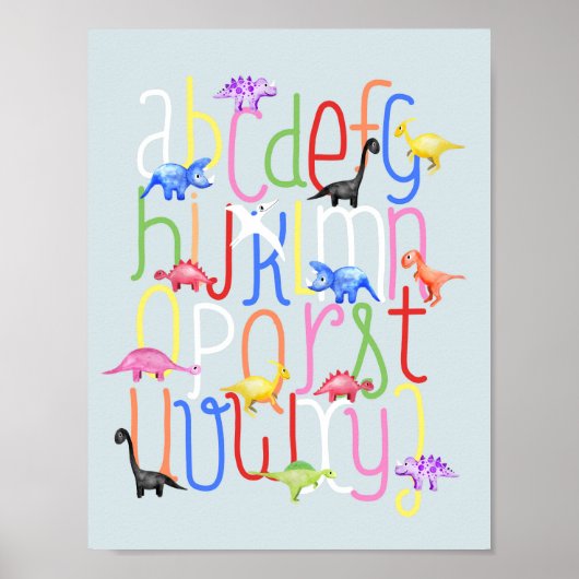Schattige Jongens Kinderkamer Dinosaurus ABC Alfab Poster (Voorkant)