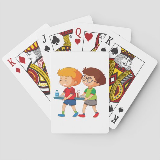 Schattige jongens met voedselbakjes pokerkaarten (Achterkant)