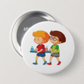 Schattige jongens met voedselbakjes ronde button 7,6 cm (Voorkant /achterkant)
