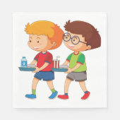 Schattige jongens met voedselbakjes servet (Voorkant)