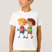 Schattige jongens met voedselbakjes t-shirt (Voorkant)