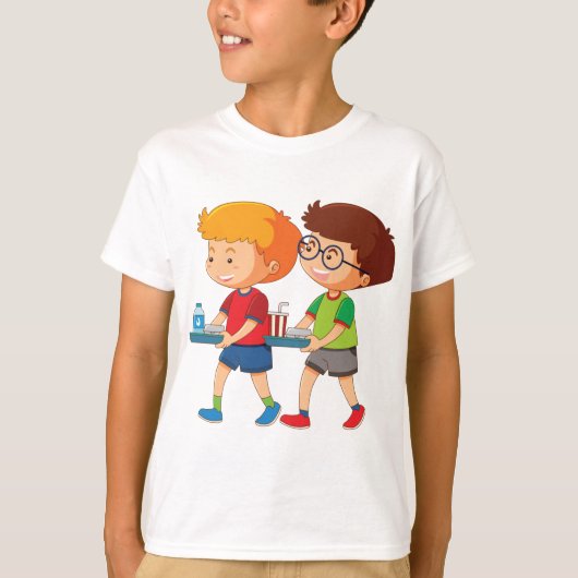 Schattige jongens met voedselbakjes t-shirt (Voorkant)