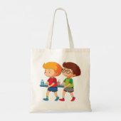 Schattige jongens met voedselbakjes tote bag (Achterkant)