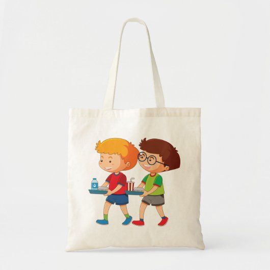 Schattige jongens met voedselbakjes tote bag (Voorkant)