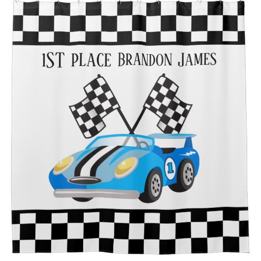 schattige jongens rijden eerst decor douchegordijn (Voorkant)