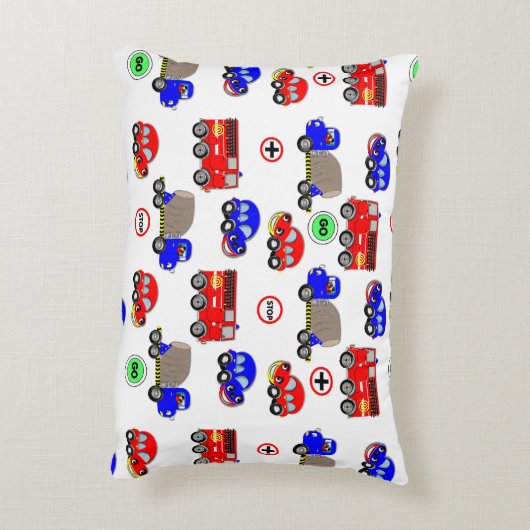 Schattige Jongens Speelgoed Auto's Vrachtwagens Br Accent Kussen (Achterkant (Verticaal))